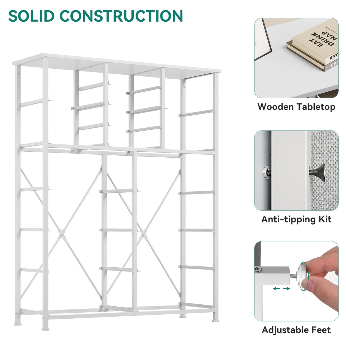 YITAHOME Dresser for Bedroom with 16 Drawers, Large Chest of Drawers, Tall Dressers for Bedroom with Wood Top and Metal Frame YITAHOME