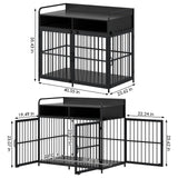 Saudism Dog Crate for Large Dogs, Black Furniture Dog Crate, Large Dog Kennel Indoor, Heavy Duty Wood Dog Cage Table with Drawers Storage, Sturdy Metal, Inner Size: 39.4" L x 22.5" W x 23.3" H Saudism