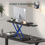 FLEXISPOT 32-inch Height Adjustable Standing Desk Converter, Quick Sit to Stand Tabletop Dual Monitor and Laptop Workstation with Wide Keyboard Tray, Black FLEXISPOT