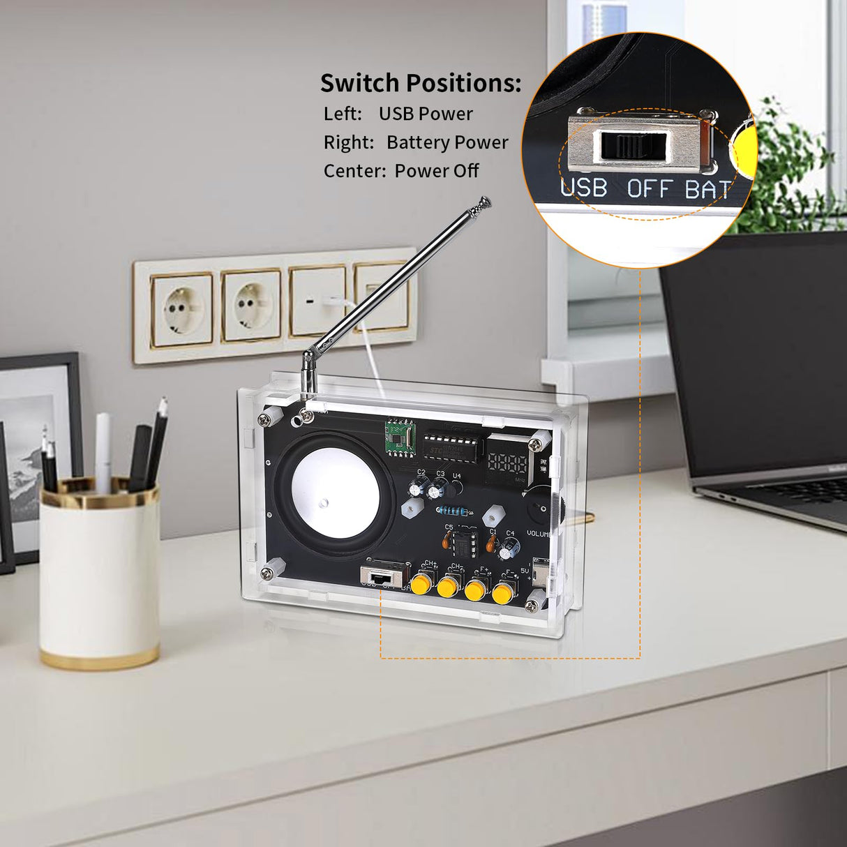 ScienSta Soldering Practice Kit, DIY Soldering Kit with 2" Speaker, USB/Battery Power, Clear Acrylic Case & Step-by-Step Guide ScienSta