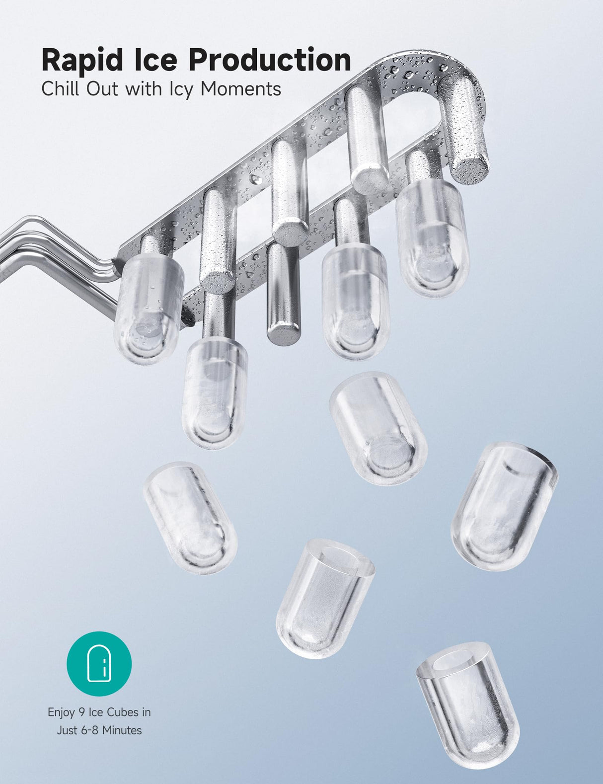 HiCOZY Countertop Ice Maker with Handle, Ice in 6Mins, 26 lbs/Day, Portable Ice Maker Machine with Self-Cleaning for Apartment/Under Cabinet/Kitchen/Office/Camping/RV/Home Bar（White） Hicozy