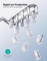 HiCOZY Countertop Ice Maker with Handle, Ice in 6Mins, 26 lbs/Day, Portable Ice Maker Machine with Self-Cleaning for Apartment/Under Cabinet/Kitchen/Office/Camping/RV/Home Bar（White） Hicozy