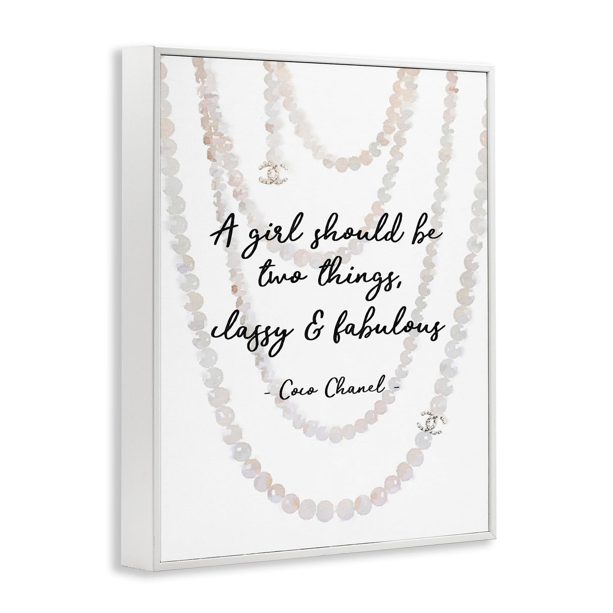 Stupell Industries Classy and Fabulous Fashion Quote with Pearls, Design by Amanda Greenwood White Framed Wall Art, 11x14 Stupell Industries