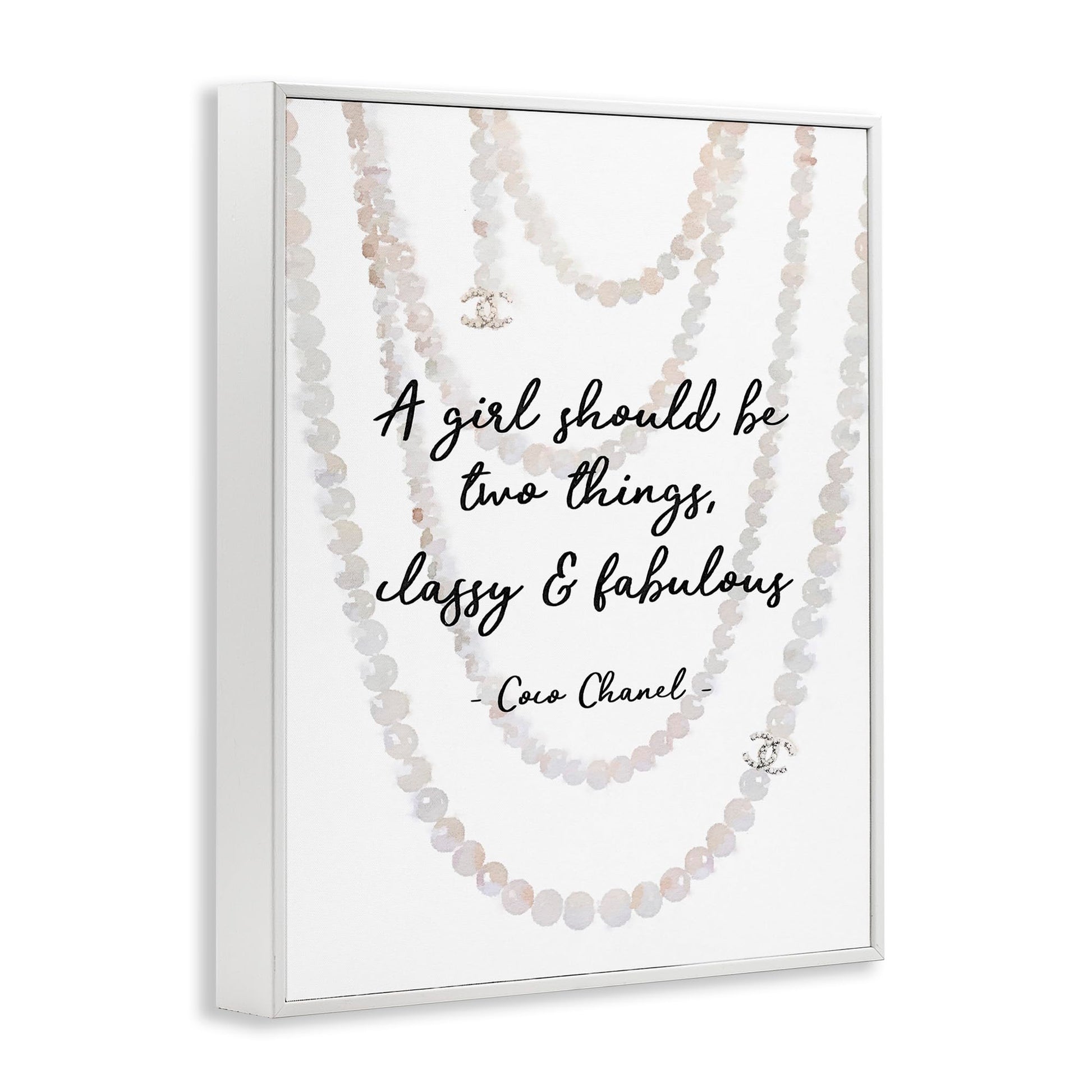 Stupell Industries Classy and Fabulous Fashion Quote with Pearls, Design by Amanda Greenwood White Framed Wall Art, 11x14 - WoodArtSupply