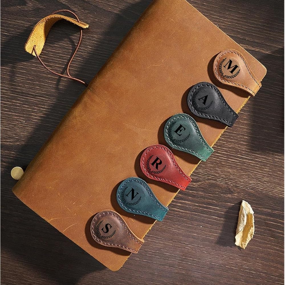 Personalized Magnetic Leather Bookmark, 26 Letters Bookmark Customized Initial Bookmarks Multi Functional Bookmark Cute Bookmark Meaningful Gift for Wonmen Teachers, Book Lovers (J, Red)