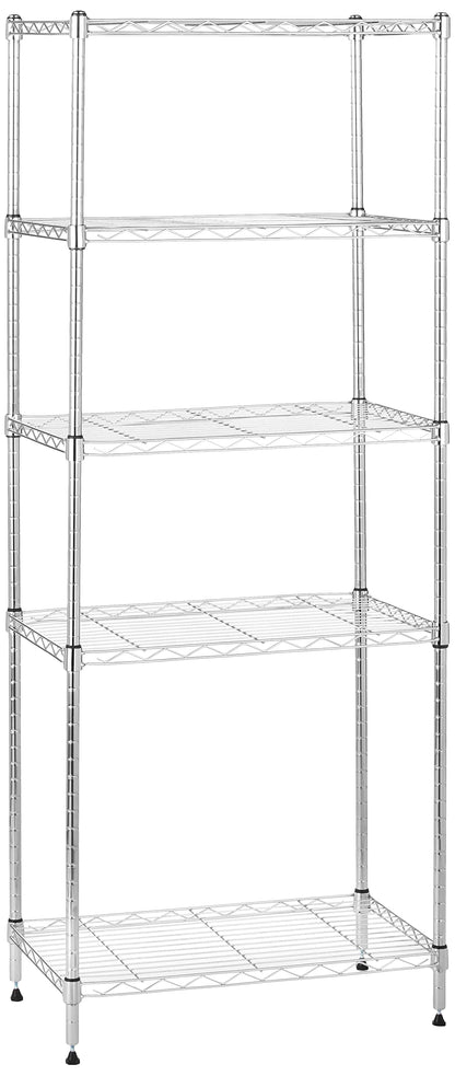 Amazon Basics 5-Shelf Adjustable, Storage Shelving Unit, (200 Pound Loading Capacity per Shelf), Steel Organizer Wire Rack, 23.2 x 13.4 x 60 inches (LxWxH), Chrome