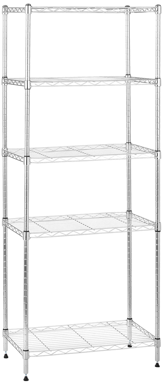 Amazon Basics 5-Shelf Adjustable, Storage Shelving Unit, (200 Pound Loading Capacity per Shelf), Steel Organizer Wire Rack, 23.2 x 13.4 x 60 inches (LxWxH), Chrome