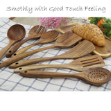 Wooden Spoons for Cooking, ADLORYEA Wood Kitchen Utensils Set, Natural Teak Wooden Cooking Utensils set for Nonstick Cookware, 7-Piece Sturdy Eco-friendly and Healthy Wooden Spatula for Cooking ADLORYEA