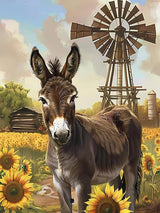 KAYEIUU 5D Donkey in The Sunflower Fields Diamond Painting Kits for Adults DIY Donkey Diamond Art Kits for Beginner Full Drill Donkey Diamonds Painting Gem Art for Gift Wall Decor 12x16 inch KAYEIUU