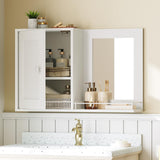 YATINEY Bathroom Medicine Cabinet with Mirror, Wall Mounted Home Storage, Medicine Cabinet Mirror, Bathroom Wall Cabinet, Adjustable Shelf, for Laundry Room, Bedroom, Camper, Hallway, White YATINEY