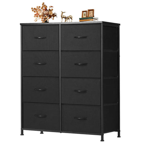 Atilioo Dresser for Bedroom with 8 Drawers, Anti-Tip Tall Fabric Chests Storage Organizer Tower Furniture with Wooden Top Metal Frame for Clothes, Closet, Living Room, Hallway, Entryway Atilioo