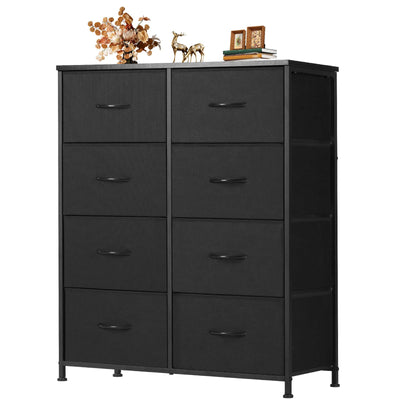 Atilioo Dresser for Bedroom with 8 Drawers, Anti-Tip Tall Fabric Chests Storage Organizer Tower Furniture with Wooden Top Metal Frame for Clothes, Closet, Living Room, Hallway, Entryway