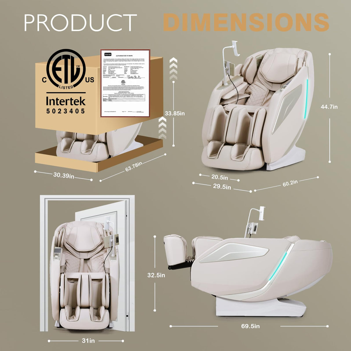 4D Full Body Zero Gravity Massage Chair with 55'' SL-Track & Body Scan - Shiatsu Massage Recliner with Heating & 40 Airbags - Voice Control, Foot Rollers, 15 Auto Modes & 9 Techniques (Beige) RlxwizRevi