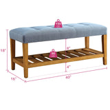 Acme Charla Wood and Fabric Bench in Blue and Oak Acme