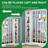 Wall Room Divider with Shelves, Modern Freestanding Wood Room Dividers Bookshelf with Storage Cabinet, Room Divider Bookcase for Home Bedroom Decoration Decorative(Khaki Gray White,80CM/31.5IN) Fakednss