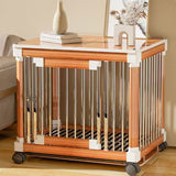 pet Crate Furniture for Small Dogs- Furniture Dog Crate Wooden Dog Crate Dog Crate Terminal Table - Coffee Table Dog Crate with Tray, Universal Wheels (M（24''L x 18''W x 23''H）,Brown) Generic