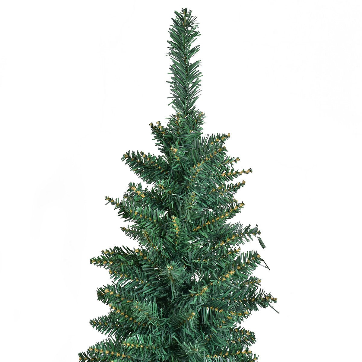 Artificial Pencil Christmas Tree, Premium Hinged Pine Tree with Solid Metal Legs, Perfect for Home, Shops and Holiday Decoration, Green (7FT)