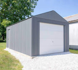 Sojag 12' x 30' Everest Galvalume Steel with Extra Tall Walls Garage Storage Building, Charcoal Sojag