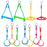 VECKYJL Ninja Obstacle Course Attachments - 7 Course Rings, 2 Monkey Bars, 2 Warrior Wheels, Outdoor Training Set VECKYJL