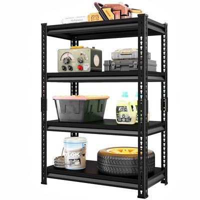 Huhaneon Heavy Duty Garage Shelves - 36''W 1,400Lbs Metal Adjustable Storage Shelving Rack Units for Warehouse Basement 4 Tier Black 35.4" W x 15.7" D x 66" H