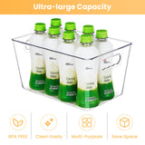 YIHONG 6 Pack Clear Pantry Organizer Bins, Plastic Containers with Handle for Kitchen,Freezer,Cabinet,Closet,Bathroom Under Sink Storage YIHONG