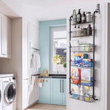 Over the Door Heavy-Duty Metal Organizer, 6-Tier Door Storage for Pantry, Easy Install, D4.65xW18xH50inch, Black Delamu