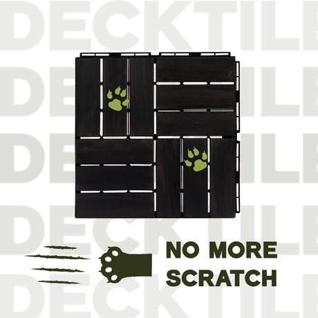 VICTORY RELAX Acacia Wood Flooring Interlocking Deck Tiles for Patio Decor 9 Pcs 12 Slats VR Black - Waterproof Indoor & Outdoor Decor - Balcony Garden Decking Tile (12.2 * 12.2 * 0.7 inches) VICTORY RELAX