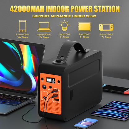 PGYOB 200W Portable Power Station, 102.4Wh/32000mAh Outdoor Solar Generator Backup LiFePO4 Battery Power Pack with AC/DC Outlet, In/Output PD 60W USB-C Outlet for Home, Camping, RV, Blackout, - WoodArtSupply