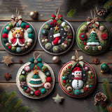 DIY Christmas Felt Patch Kit, Felt Christmas Ornaments, Craft Set with Pre-Cut Felts Sheets, Holiday Craft Kit for Family Fun, Beginner-Friendly, Handmade Xmas Decorations for Tree & Home (#A) DABATO