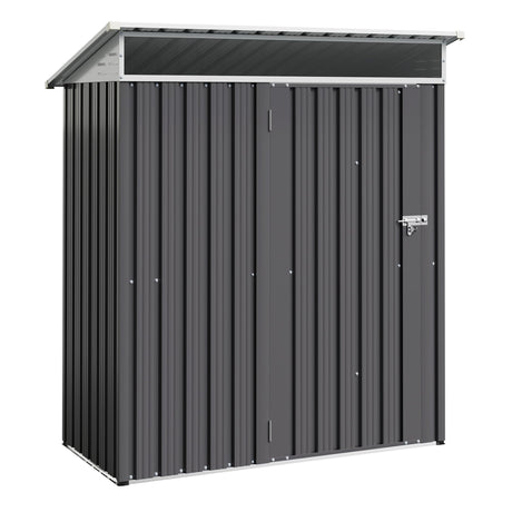 Shintenchi 5x3 FT Outdoor Storage Shed with Window, Outdoor Waterproof Storage Shed Metal Garden Shed with Lockable Single Door, Weather Resistant Tool Storage House Shed for Garden,Backyard,Dark Gray Shintenchi