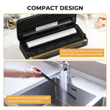 DEVINC Vacuum Sealer Machine, Compact Food Sealer with 10 Vaccum Bags & 1 Bag Roll, Multi-functional Food Vacuum Sealer for Food Storage, Dry & Moist Food Modes with Built-in Cutter, Black DEVINC