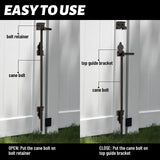 12" Heavy Duty Cane Bolt Gate Drop Rod Hardware Ground Latch for Wood PVC Vinyl Metal Fences Gates, Double Doors, Black Solid Steel -2 Pack Dreamxiang