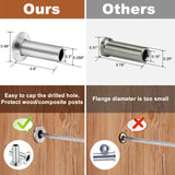 BLIKA 120 Pack Stainless Steel Protector Sleeves for 1/8" 5/32" or 3/16" Deck Cable Railing, for Wood/Composite Posts, T316 Marine Grade BLIKA