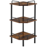 Tajsoon 3-Tier Industrial Corner Shelf Stand in Rustic Brown - Versatile Display Unit for Any Room Tajsoon