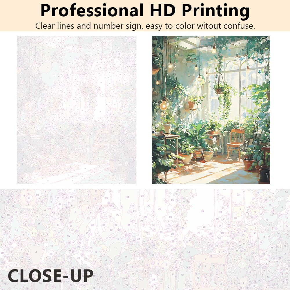 TUMOVO Paint by Numbers Kit for Adults Beginner Green Plants, Adult Paint by Number with Brushes Sunlight, DIY Acrylic Painting by Numbers for Gift Home Wall Decor 16"x20"(Frameless) TUMOVO