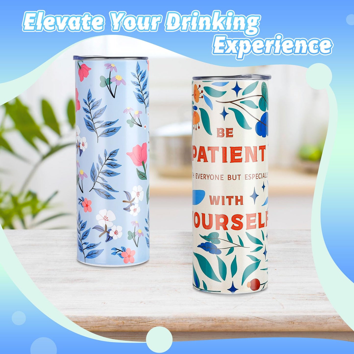 HTVRONT Sublimation Tumblers 4 PCS - 20 OZ Sublimation Tumbler Blanks with Sublimation Paper/Shrink Wrap Films/Heat Tape/Straws/Straw Brush - Sublimation Blanks Products for Gift/DIY Craft