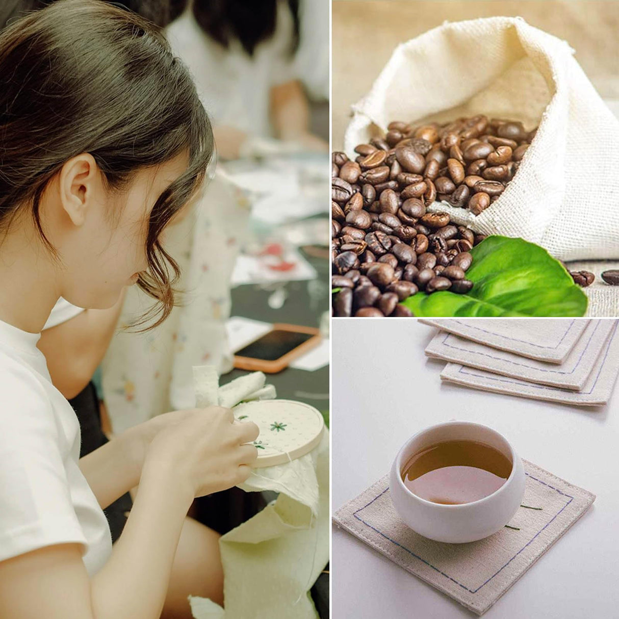 4pcs Nature Linen Needlework Fabric, Kurilai Solid Colour Embroidery Fabric, Square Linen Cloth Crafts Accessories for Making Garment Craft, Cross Stitch, Needle Embroidery, DIY Decoration (19x19inch) Kurilai