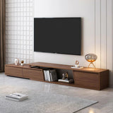 homary Extendable TV Stand with 3 Drawers Minimalist Rectangle Entertainment Center Walnut TV Console Table Up to 110" (Extendable: 70.9”W-110.2”W) homary