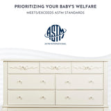 Evolur Aurora 7 Drawer Double Dresser in Ivory Lace, Fitted with 7 deep and Roomy Drawers with Five-Piece Drawer Box Construction, Comes Assembled Evolur