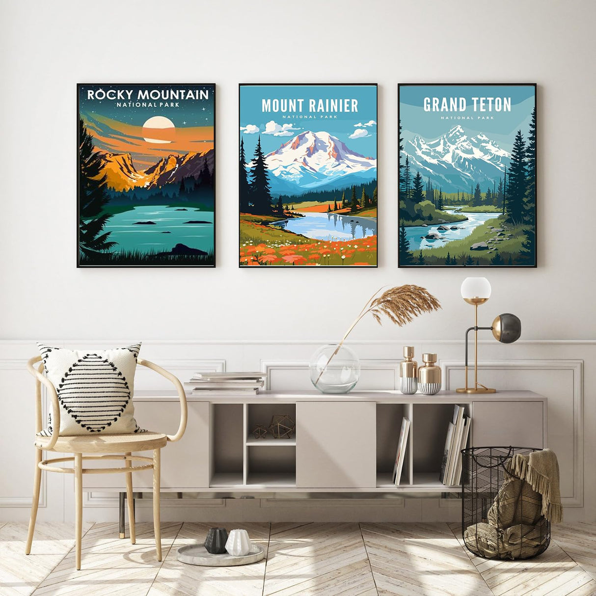 HOIYLDS 3 Pack Paint by Number for Adults Framed Canvas, National Park DIY Arts and Crafts for Adults Beginner with Wooden Easel, Paint Brushes, Acrylic Paint Set for Home Wall Decor, 9 * 12 Inch HOIYLDS