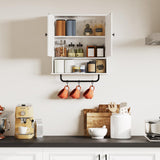 RRX Bathroom Cabinet Wall Mounted Medicine Cabinets with Towels Bar, Over The Toilet Storage Cabinet with 2 Doors and Adjustable Shelf, White Wall Cabinet for Bathroom Laundry Kitchen RRX