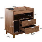 Mellolivin Nightstand with Charging Station，LED Night Stand with Drawers, Mid Century Modern Nightstand, Large Bedside Table, End Table for Bedroom Mellolivin