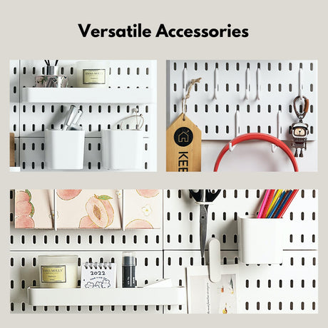Keepo Pegboard Combination Kit, Pegboards and Accessories Modular Hanging for Wall Organizer, Crafts Organization, Ornaments Display, Nursery Storage, Peg Board (White, 22″×22″) Keepo