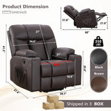 ANJ Brown Power Lift Recliner Chair for Elderly with Heat & Massage, Faux Leather Electric Recliner Sofa with Cup Holders, USB Port & Side Pockets, Heavy Duty Reclining Chair for Seniors ANJ