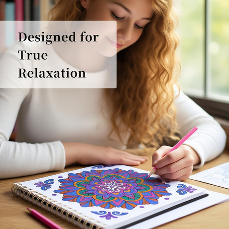 Mandala Coloring Book for Adults Relaxation and Teens Stress Relief, Spiral Coloring Book for Women, Hard Cover Spiral Bound Mindfulness Stress-Free Patterns for Adult to Relax Relieve Anxiety Gifts PAGEMORE