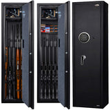 Langger V Gun Safe for Rifle, Upgraded Quick Access 5-6 Gun Large Rifle Gun Security Cabinet for Rifle Shotgun Firearms with/without Optics with Pistol Lock Box, Removable Storage Shelf BLACK LANGGER V