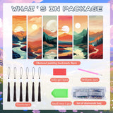 Sitsink Scenery Diamond Art Bookmarks - 6 Pcs Sunset Diamond Painting Bookmark Kits with Tassels, Sunrise DIY Gem Art Rhinestone Crafting Kit for Adults Women Sitsink