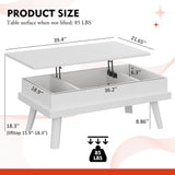 Meilocar Wood Coffee Table, Lift Top Coffee Tablewith Hidden Compartment, Coffee Table for Living Room Reception Room, 39.4in L, White Meilocar