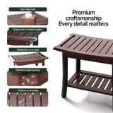 Tranquillo Wood Shower Bench, Shower Stool Wood – Sealed Wooden Seat with Storage Shelf, Non-Slip Foot Stool Foot Rest Durable Shower Chair for Inside Shower, Storage Bench for Home Use Tranquillo