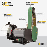 KFMK 𝟑𝐢𝐧𝟏 2"x36" Belt Sander 7" Disc Sander and 8" Grinder Combo, 3.1 Amp Bench Belt Sander for Metal Working, 2 inch Belt Grinder for Knife Making and Sharpening, KF8236 KFMK
